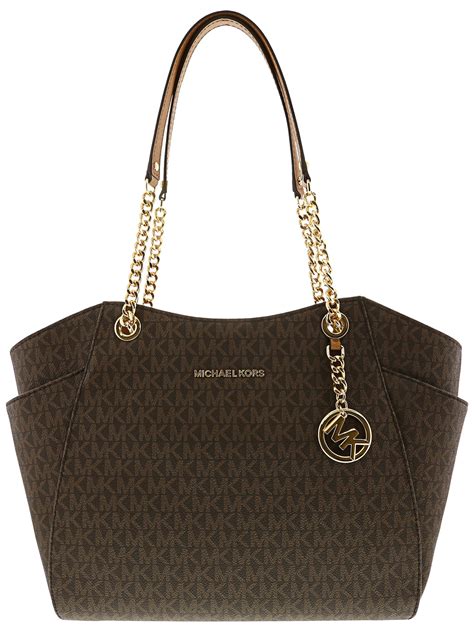 michael kors jet set tote brown leather|Michael Kors large open tote.